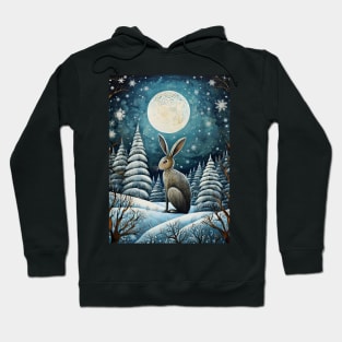 Moonlit Reverie: The Hare's Serenity Hoodie